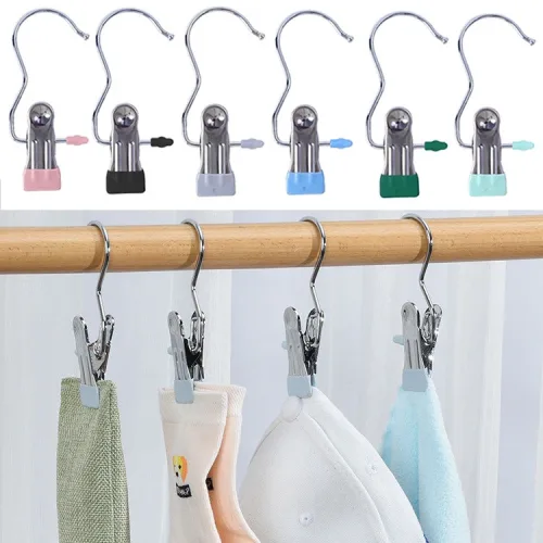 Combo 10 Móc Kẹp Quần Áo Bằng Inox - Móc Kẹp Phơi Tất Vớ Đồ Lót Bọc Nhựa Pvc Cao Cấp Nhỏ Gọn