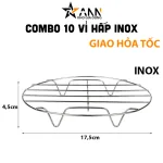 Combo 10 Vỉ Hấp Inox Không Gỉ Đa Năng 4 Chân Dùng Lót Đáy Nồi - Vỉ Hấp Inox Hấp Bánh Bao 4.5x17.5cm