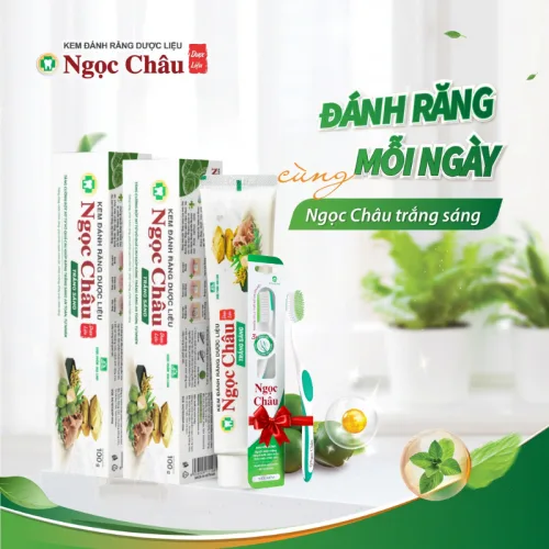 Combo 2 Cây Kem Đánh Răng Ngọc Châu Trắng Răng 100g/Tuýp - Kem Đánh Răng Dược Liệu + Tặng 1 Bài Chải Đánh Răng( tuýp nhỏ)