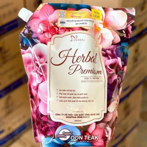 Combo 2 Túi Nước Giặt Xả Herbal Prmium Hương Nước Hoa 3L/Túi