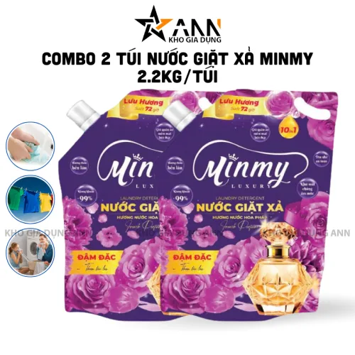 Combo 2 Túi Nước Giặt Xả Minmy Màu Tím Hoặc Hồng 2,2kg/Túi