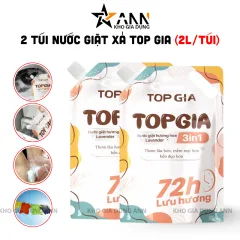 Combo 2 Túi Nước Giặt Xả Top Gia Hương Lavender 3in1 Dịu Nhẹ 2L/Túi( Tổng 2 túi 4 Lít)