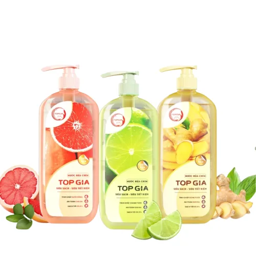 Combo 3 Chai Nước Rửa Chén Top Gia Hương Chanh Tươi - Hương Gừng- Hương Bưởi Hồng 1kg/chai