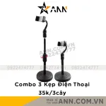 Combo 3 Giá Đỡ Điện Thoại Để Bàn - Kẹp Điện Thoại Livestream Quay Video 2 Tầng - Giá Màu Đen Đế Tròn Xoay 360 Độ 29.5xcm