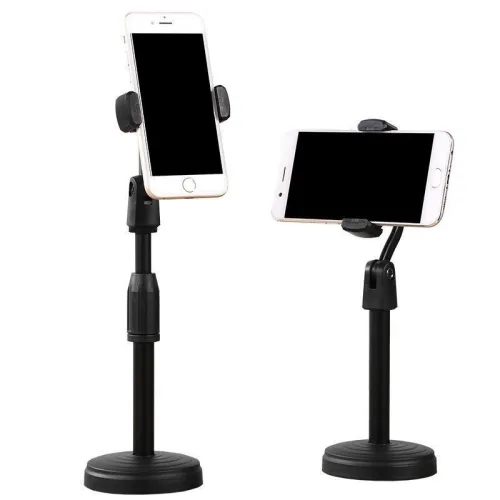 Combo 3 Giá Đỡ Điện Thoại Để Bàn - Kẹp Điện Thoại Livestream Quay Video 2 Tầng - Giá Màu Đen Đế Tròn Xoay 360 Độ 29.5xcm