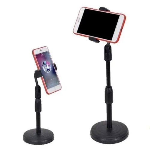 Combo 3 Giá Đỡ Điện Thoại Để Bàn - Kẹp Điện Thoại Livestream Quay Video 2 Tầng - Giá Màu Đen Đế Tròn Xoay 360 Độ 29.5xcm