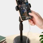 Combo 3 Giá Đỡ Điện Thoại Để Bàn - Kẹp Điện Thoại Livestream Quay Video 2 Tầng - Giá Màu Đen Đế Tròn Xoay 360 Độ 29.5xcm