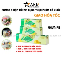 Combo 3 Hộp Túi Zip Đựng Thực Phẩm Có Khóa – Hộp Túi Zip Trong Suốt Bảo Quản Thực Phẩm Nhiều Kích Cỡ