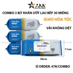 Combo 3 Khăn Ướt Lau Bếp Đa Năng - Khăn Lau Bàn Bếp Bát Đĩa Đa Năng An Toàn 1 Gói 80 Miếng 30x11x5cm