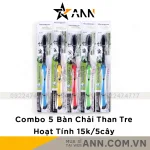 Combo 5 Bàn Chải Đánh Răng Than Tre Marongun - Bàn Chải Than Tre Lông Mềm 21cm