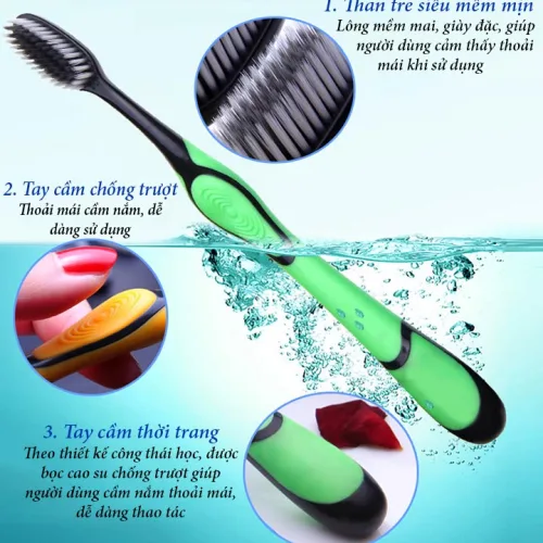 Combo 5 Bàn Chải Đánh Răng Than Tre Marongun - Bàn Chải Than Tre Lông Mềm 21cm