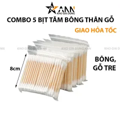 Combo 5 Bịt Tăm Bông Thân Gỗ Hai Đầu