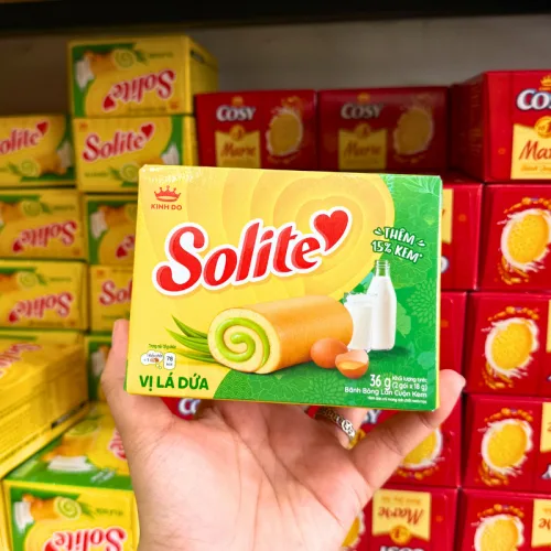 Combo 5 Hộp Bánh Solite Cuộn Kem Vị Lá Dứa 36g