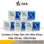 Combo 5 Hộp Tăm Chỉ Nha Khoa Vệ Sinh Răng Miệng Dental Flossers - Hộp 50 Tăm Nha Khoa 8,4x5,8x2,7cm
