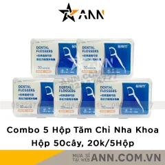 Combo 5 Hộp Tăm Chỉ Nha Khoa Vệ Sinh Răng Miệng Dental Flossers - Hộp 50 Tăm Nha Khoa 8,4x5,8x2,7cm