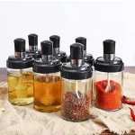 Combo 5 Hũ Đựng Gia Vị Bằng Thuỷ Tinh - Lọ Đựng Gia Vị Thuỷ Tinh Có Nắp Đậy Kèm Thìa Nhà Bếp 13x5cm