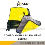 Combo 5 Khăn Lau Xe Ô Tô 2 Mặt Màu Vàng Xám - Khăn Lau Bếp Đa Năng 2 Mặt Siêu Thấm Nước 30x30cm