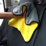 Combo 5 Khăn Lau Xe Ô Tô 2 Mặt Màu Vàng Xám - Khăn Lau Bếp Đa Năng 2 Mặt Siêu Thấm Nước 30x30cm