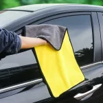 Combo 5 Khăn Lau Xe Ô Tô 2 Mặt Màu Vàng Xám - Khăn Lau Bếp Đa Năng 2 Mặt Siêu Thấm Nước 30x30cm