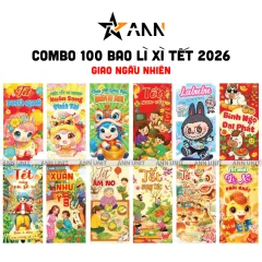 Combo 100 Bao Lì Xì Tết Bính Ngọ 2026 - Khách Chọn Tối Đa 10 mẫu