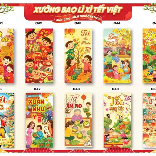 Combo 100 Bao Lì Xì Tết Bính Ngọ 2026 - Khách Chọn Tối Đa 10 mẫu
