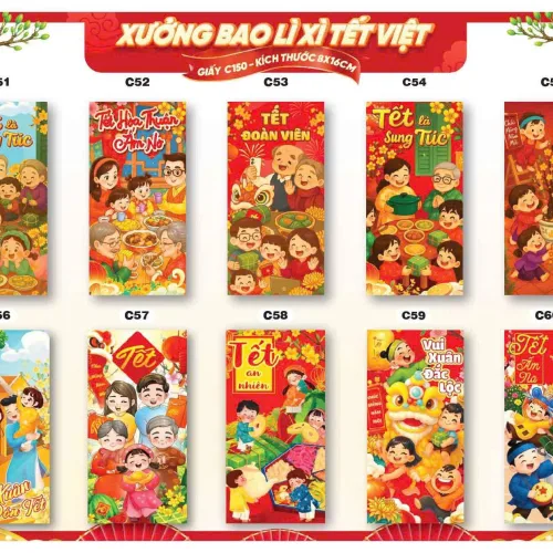 Combo 100 Bao Lì Xì Tết Bính Ngọ 2026 - Khách Chọn Tối Đa 10 mẫu