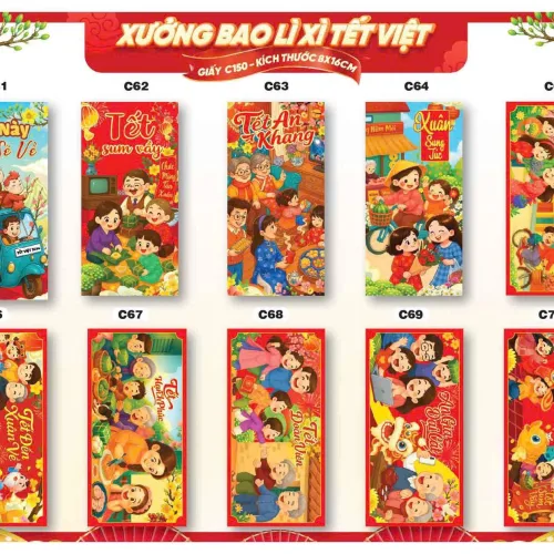 Combo 100 Bao Lì Xì Tết Bính Ngọ 2026 - Khách Chọn Tối Đa 10 mẫu