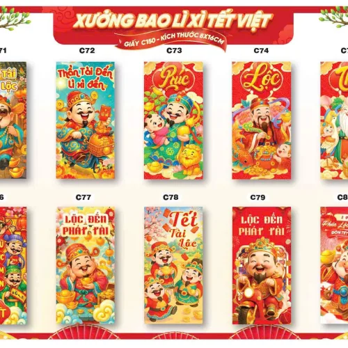 Combo 100 Bao Lì Xì Tết Bính Ngọ 2026 - Khách Chọn Tối Đa 10 mẫu