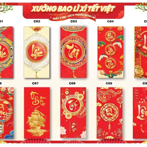 Combo 100 Bao Lì Xì Tết Bính Ngọ 2026 - Khách Chọn Tối Đa 10 mẫu