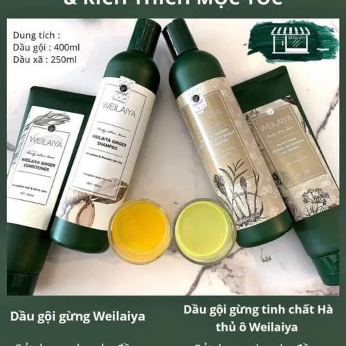 Combo bộ dầu gội xả Weilaiya mọc tóc chiết xuất gừng xả