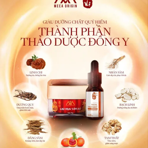 Combo Cao Mụn Sâm Đỏ và Serum Cốt Thảo Dược 36 vị Meea Organic