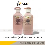Combo Dầu Gội Xả Biotin Màu Hồng Collagen Essence Pink Voudioty 500ml