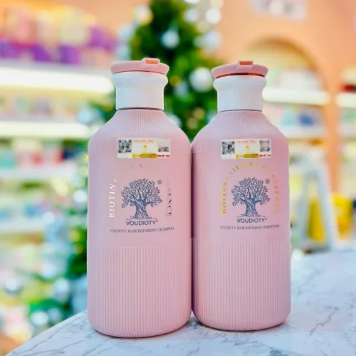 Combo Dầu Gội Xả Biotin Màu Hồng Collagen Essence Pink Voudioty 500ml