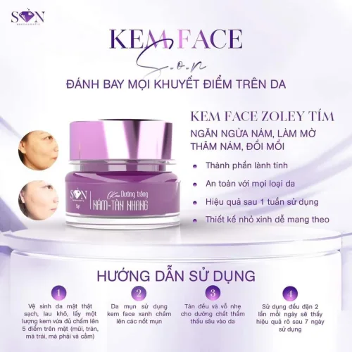 Combo Giảm Nám Tàn Nhang Trắng Tím SON Cosmetic Tặng Cao Bưởi