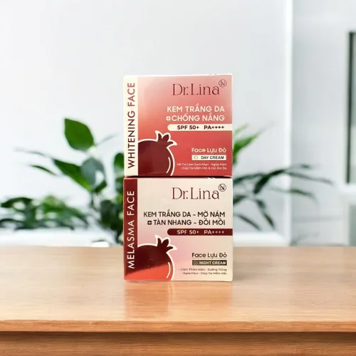 Combo Kem Face Dưỡng Trắng Da Mặt Dr.Lina Lựu Đỏ Ngày Đêm 25g Hỗ Trợ Trắng Da Mờ Nám
