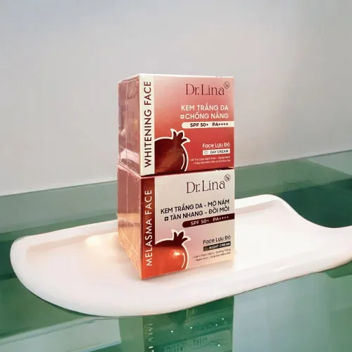 Combo Kem Face Dưỡng Trắng Da Mặt Dr.Lina Lựu Đỏ Ngày Đêm 25g Hỗ Trợ Trắng Da Mờ Nám
