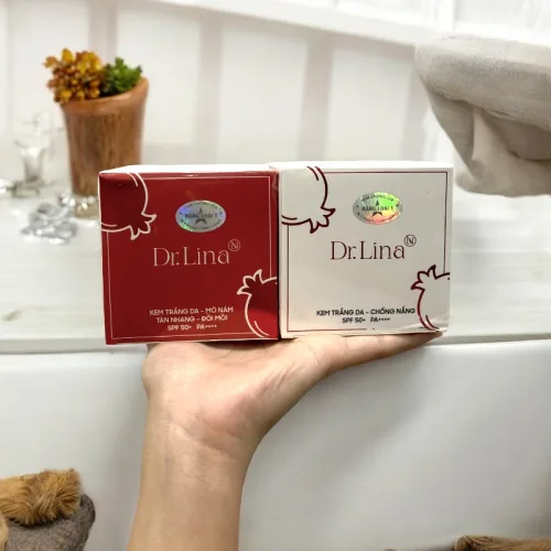 Combo Kem Face Dưỡng Trắng Da Mặt Dr.Lina Lựu Đỏ Ngày Đêm 25g Hỗ Trợ Trắng Da Mờ Nám
