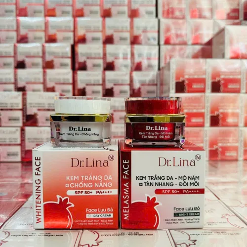 Combo Kem Face Dưỡng Trắng Da Mặt Dr.Lina Lựu Đỏ Ngày Đêm 25g Hỗ Trợ Trắng Da Mờ Nám