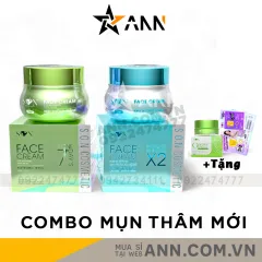 Combo Kem Face Hỗ Trợ Giảm Mụn Xanh Lá + Xanh Biển SON Cosmetic Tặng Cao Bưởi Phiên Bản Mới