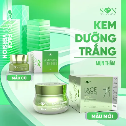 Combo Kem Face Hỗ Trợ Giảm Mụn Xanh Lá + Xanh Biển SON Cosmetic Tặng Cao Bưởi Phiên Bản Mới