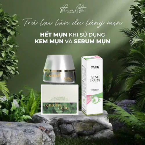 Combo  Kem Face Rau Má Centella Ance Jiuhe và Serum Acne Extra Jiuhe Thanh Tô Cosmetics