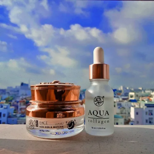 Combo kem face sữa dừa bà lão kết hợp Aqua collagen