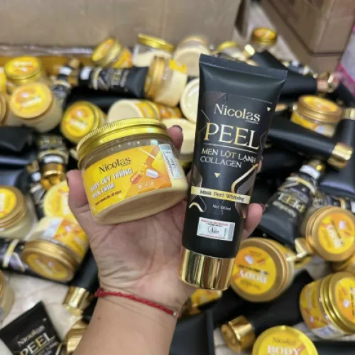 Combo Kem Peel Men Lột Lạnh Collagen + Kem Body Cấy Trắng Men Chua Nicolas Cosmetic