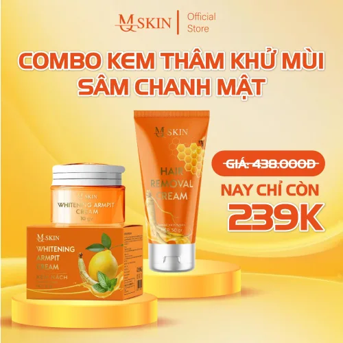 Combo Kem Tẩy Lông + Kem Thâm Nách MQ Skin Sâm Chanh Mật