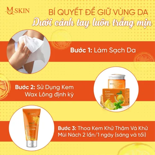 Combo Kem Tẩy Lông + Kem Thâm Nách MQ Skin Sâm Chanh Mật
