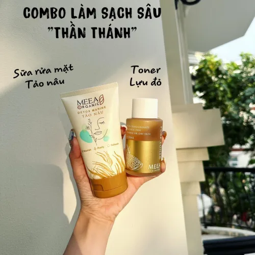 Combo làm sạch sâu sữa rửa mặt Tảo Nâu Toner lựu đỏ