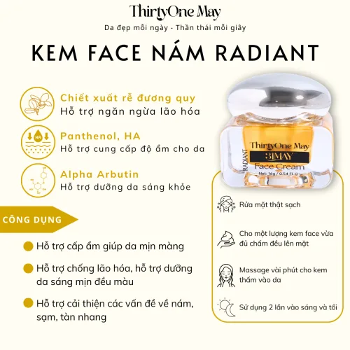 Combo Kem Nám 31may - Serum 31May Luminous 15ml Và Kem Face Nám 31May Radiant 16g - Mỹ Phẩm Thirty One May