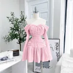 Đầm baby xếp eo nhún 2 kiểu mặc