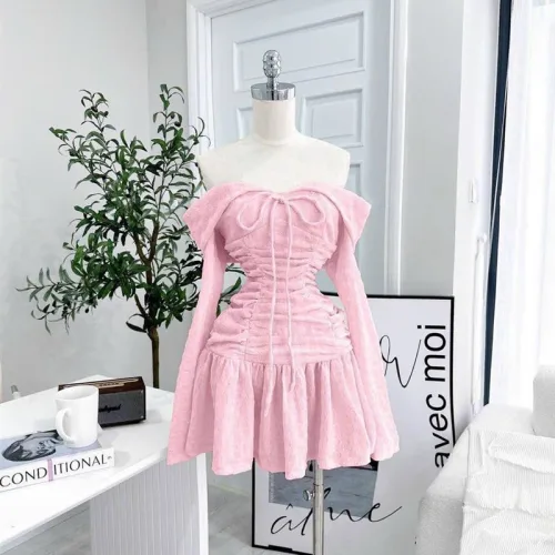 Đầm baby xếp eo nhún 2 kiểu mặc