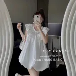 Đầm doll trắng cổ sen viền đá